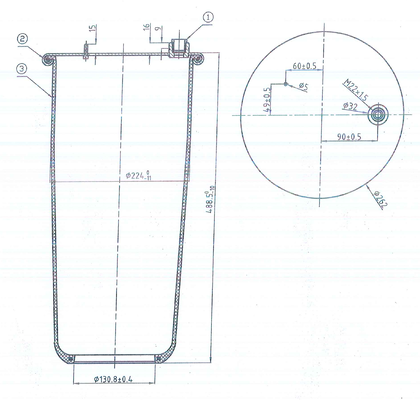 VIGOR 1V6173SA Air Spring Bellows Without Piston for Truck Suspension