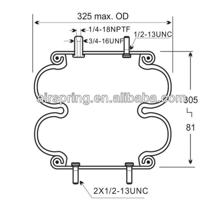 Dubbele ingewikkelde de Luchtopschorting Goodyear 2B12-313/Contitech FD330-22 364/Firetone W01-358-7405 van de luchtlente